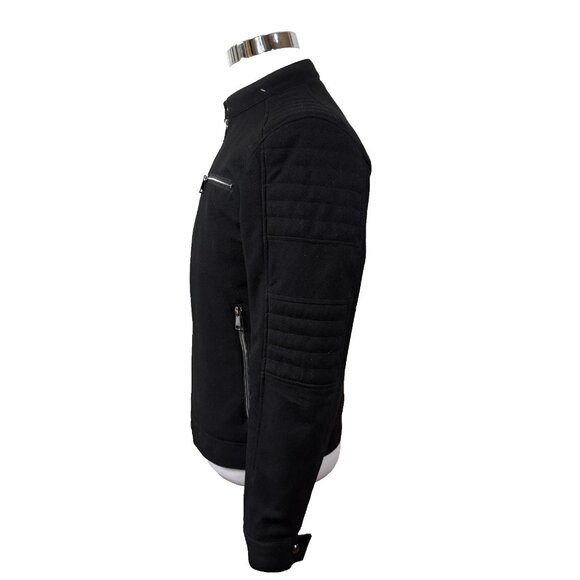 Zara Man Mens Biker Style Full Zip Black Jacket Size S Small Bomber Zip Pockets - Picture 2 of 6